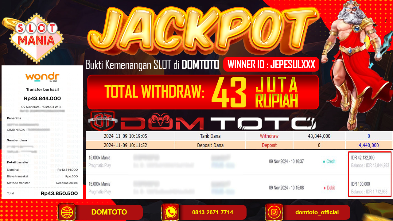 JACKPOT SLOT 15.000 X MANIA 09 NOVEMBER 2024